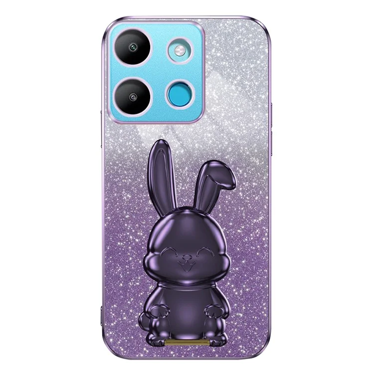 Para Infinix Smart 7 4G / Tecno Spark Go 2023 4G Carcasa de teléfono celular a prueba de golpes de conejo con soporte - Morado