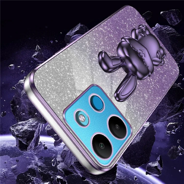 Para Infinix Smart 7 4G / Tecno Spark Go 2023 4G Carcasa de teléfono celular a prueba de golpes de conejo con soporte - Morado
