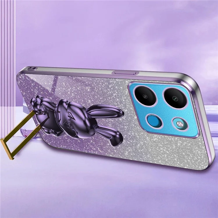 Para Infinix Smart 7 4G / Tecno Spark Go 2023 4G Carcasa de teléfono celular a prueba de golpes de conejo con soporte - Morado