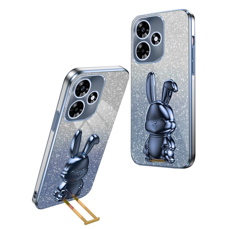 For Infinix Hot 30i Shockproof Phone Case Glitter Powder PC+TPU Cover with Kickstand - Blue