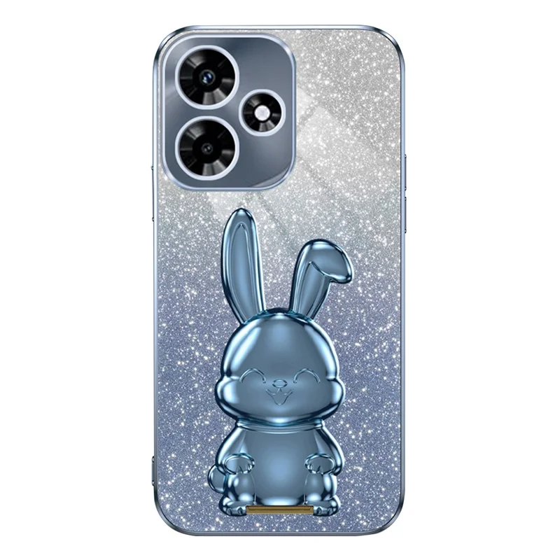 For Infinix Hot 30i Shockproof Phone Case Glitter Powder PC+TPU Cover with Kickstand - Blue