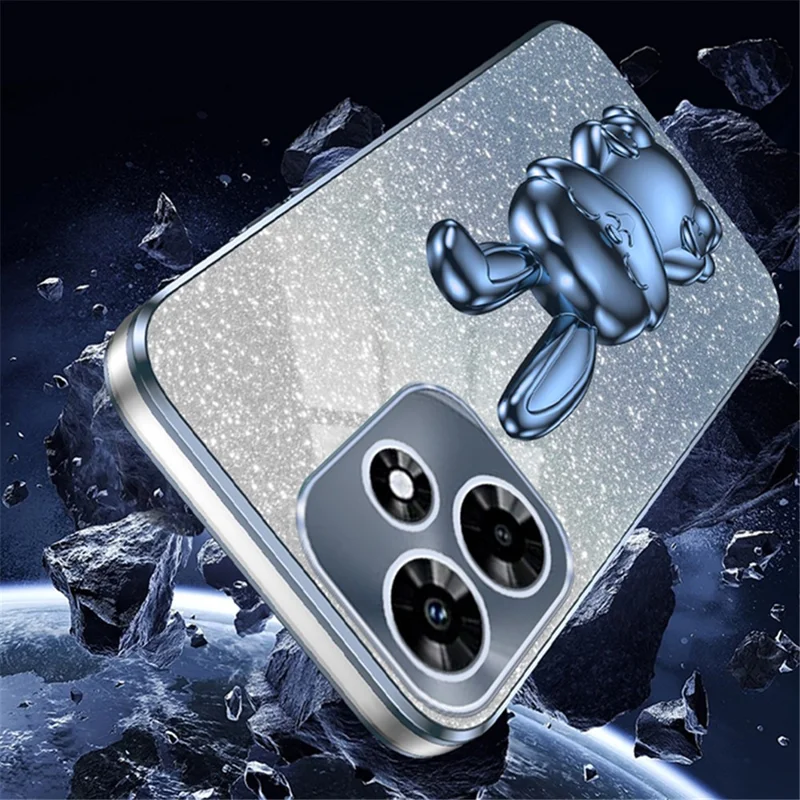 For Infinix Hot 30i Shockproof Phone Case Glitter Powder PC+TPU Cover with Kickstand - Blue