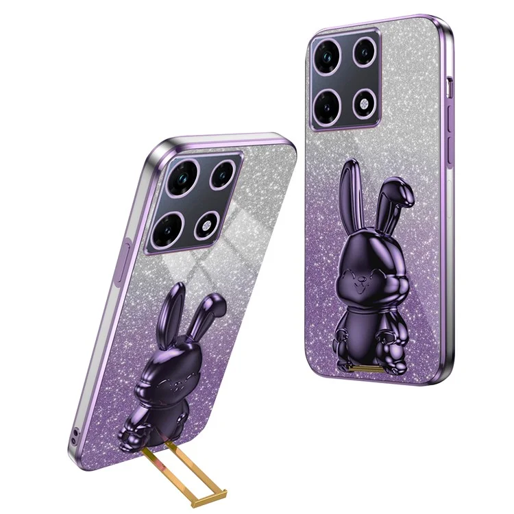 Para Infinix Note 30 Pro 4G Case Kickstand Glitter Powder PC+TPU Capa de Celular - Roxo