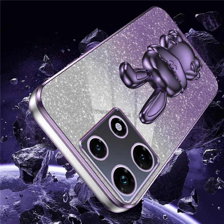 Para Infinix Note 30 Pro 4G Case Kickstand Glitter Powder PC+TPU Capa de Celular - Roxo