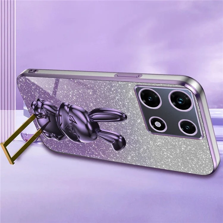 Para Infinix Note 30 Pro 4G Case Kickstand Glitter Powder PC+TPU Capa de Celular - Roxo