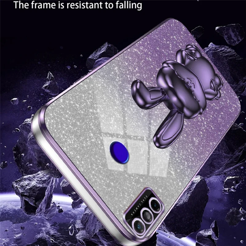 For TECNO Spark Go 2020 / 6 Go Kickstand Case Cute Rabbit Slim Phone Cover - Purple