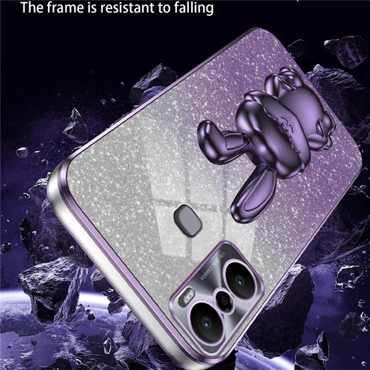 Para Infinix Hot 20 Play 4G Kickstand Case Cute Rabbit Protective Phone Cover - Púrpura