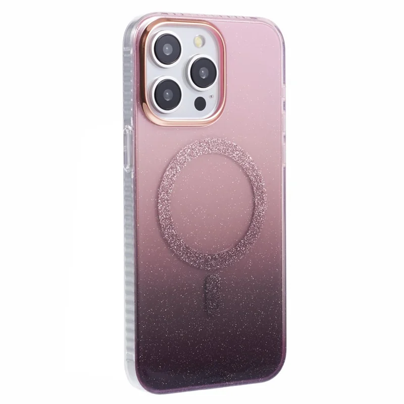 For iPhone 12 / 12 Pro Case Compatible with MagSafe Glitter Gradient TPU+Acrylic Slim Phone Case - Pink