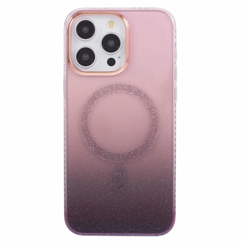 For iPhone 12 / 12 Pro Case Compatible with MagSafe Glitter Gradient TPU+Acrylic Slim Phone Case - Pink