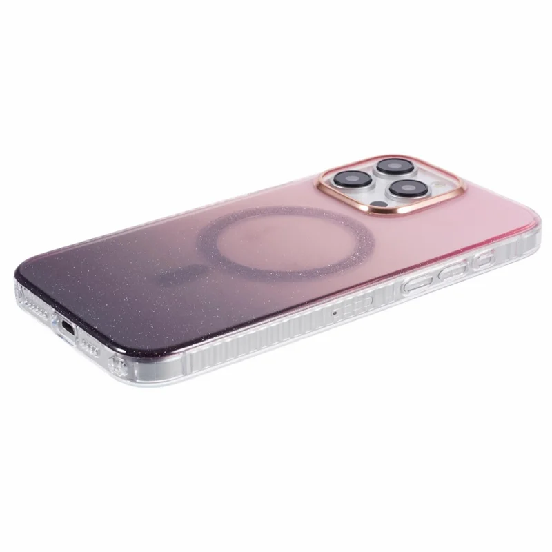 For iPhone 12 / 12 Pro Case Compatible with MagSafe Glitter Gradient TPU+Acrylic Slim Phone Case - Pink