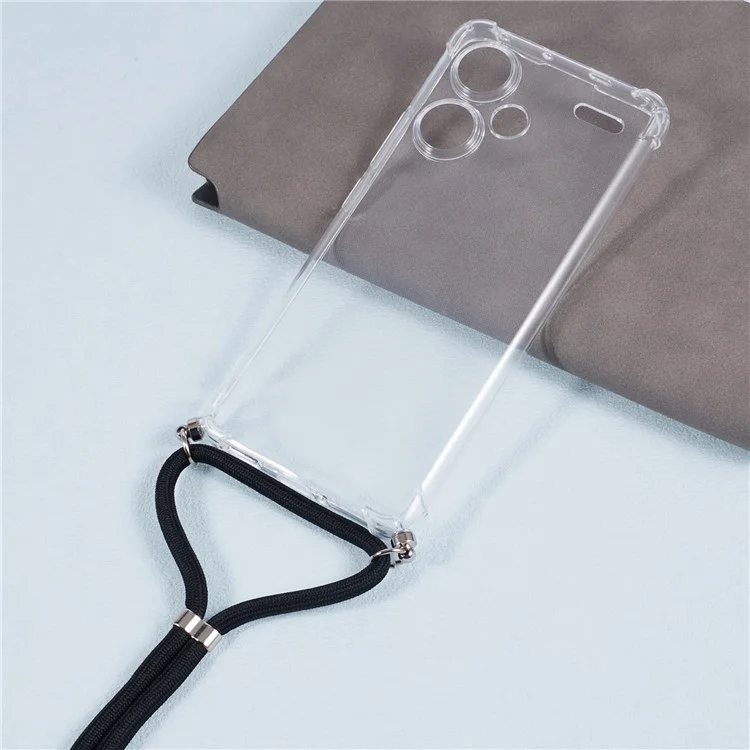 For Xiaomi Redmi Note 13 Pro+ 5G Cell Phone Case Corner Protection Back Cover with Lanyard