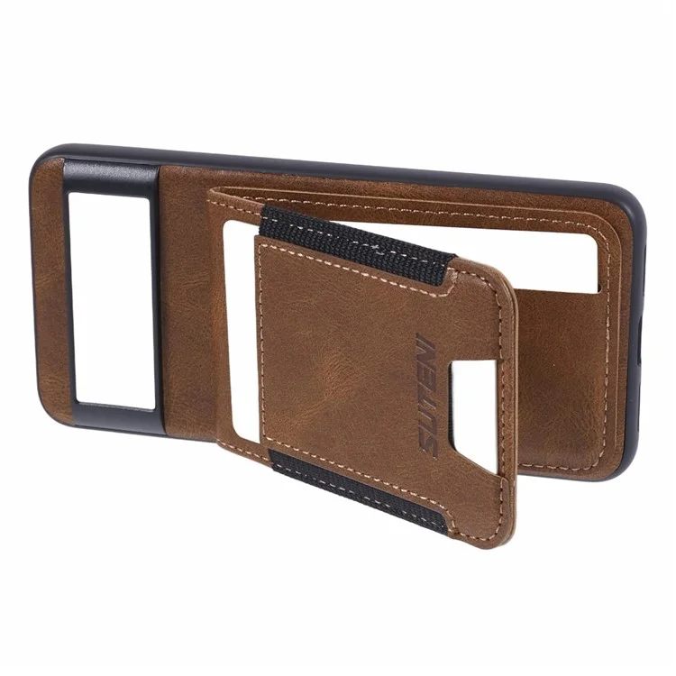 SUTENI H03 For Google Pixel 8 Pro Phone Case Kickstand Cover with Card Slots - Brown
