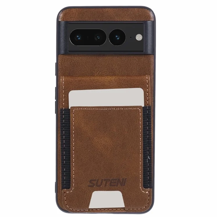 SUTENI H03 Para Google Pixel 7 Pro 5G Capa de Couro+TPU com Suporte para Cartão - Marrom