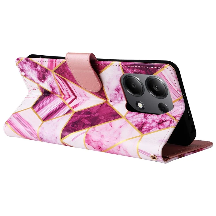 For Xiaomi Redmi Note 13 Pro 4G / Poco M6 Pro 4G Leather Flip Cover Marble Pattern Stand Wallet Phone Case - Purple
