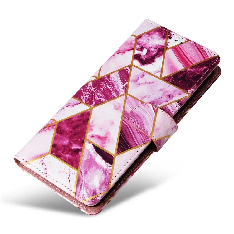 For Xiaomi Redmi Note 13 Pro 4G / Poco M6 Pro 4G Leather Flip Cover Marble Pattern Stand Wallet Phone Case - Purple