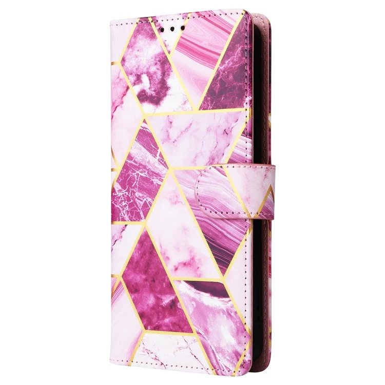 For Xiaomi Redmi Note 13 Pro 4G / Poco M6 Pro 4G Leather Flip Cover Marble Pattern Stand Wallet Phone Case - Purple