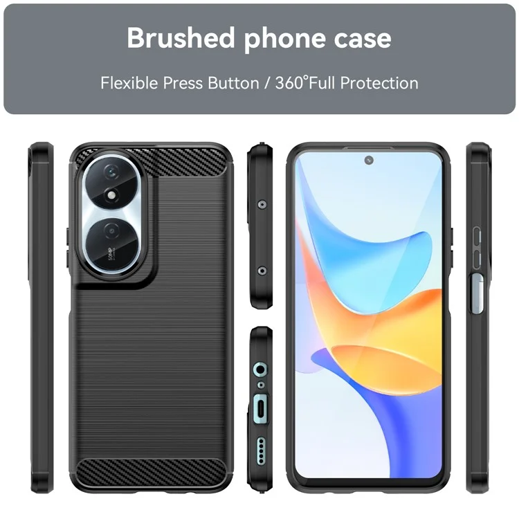 Para Honor X7b 4G / Honor 90 Smart TPU Case Capa de Telefone Textura de Fibra de Carbono - Preto