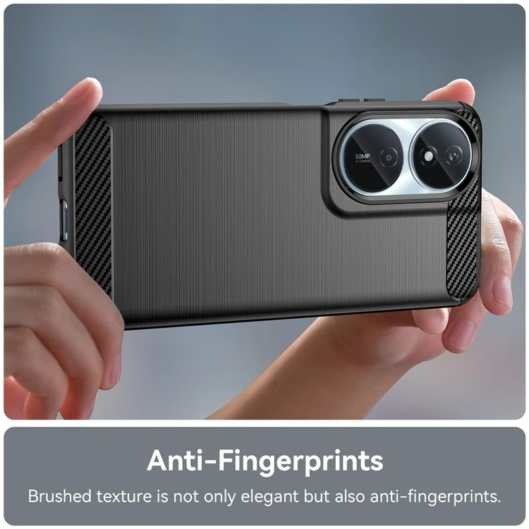 Para Honor X7b 4G / Honor 90 Smart TPU Case Capa de Telefone Textura de Fibra de Carbono - Preto