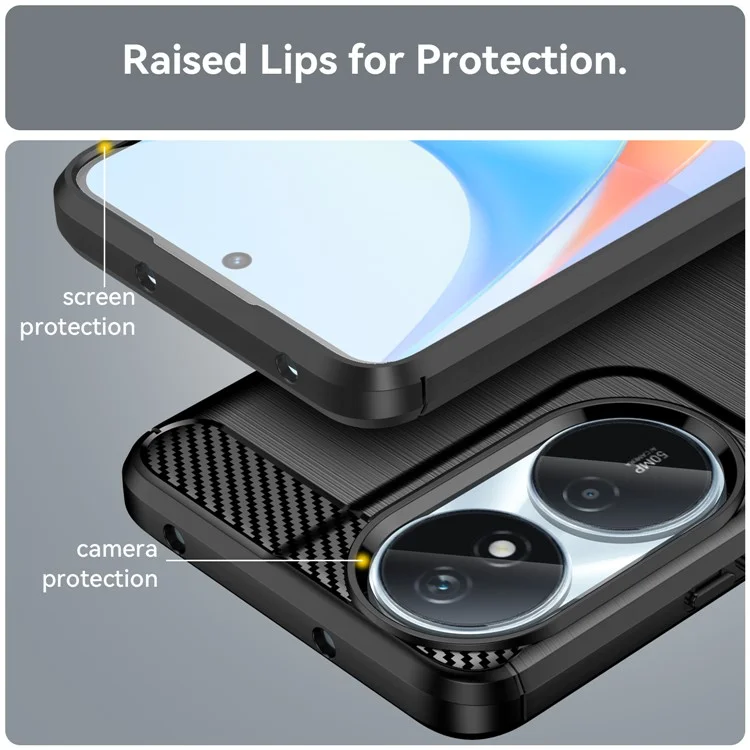 Para Honor X7b 4G / Honor 90 Smart TPU Case Capa de Telefone Textura de Fibra de Carbono - Preto