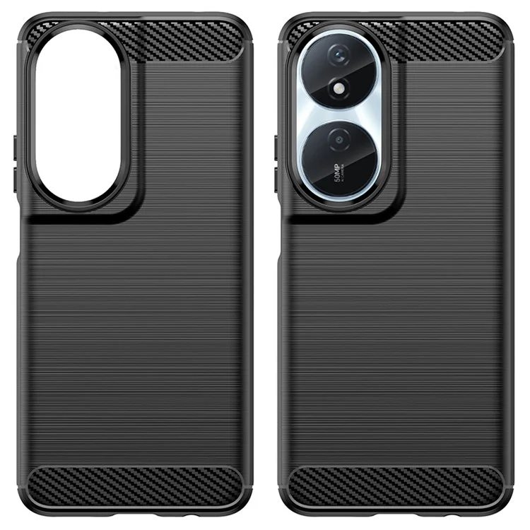 Para Honor X7b 4g / Honor 90 Smart TPU Case Telep Cover de Fibra de Carbono Textura - Negro