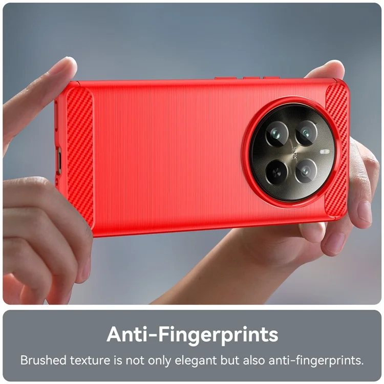 For Realme 12 Pro 5G / 12 Pro+ 5G Case Carbon Fiber Texture Anti-scratch TPU Cover - Red