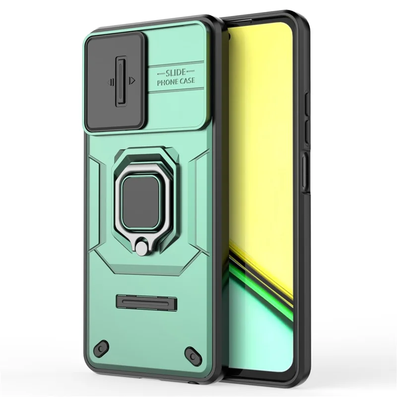 For Realme C67 4G Case PC+TPU Slide Lens Lid Phone Cover - Green