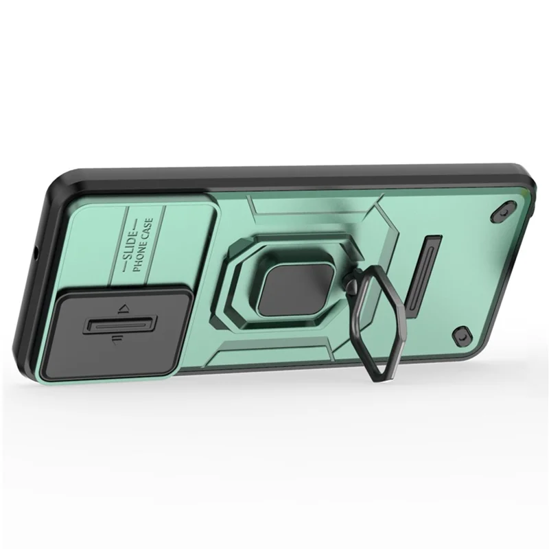 For Realme C67 4G Case PC+TPU Slide Lens Lid Phone Cover - Green