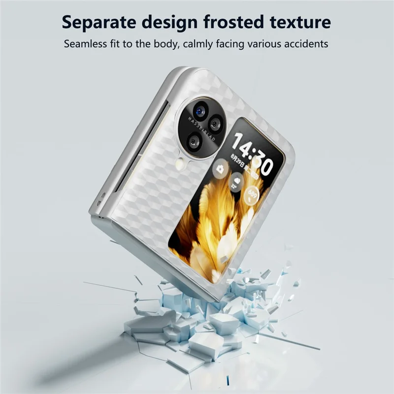 For Oppo Find N3 Flip 5G Shockproof Case Matte Texture Hard PC Slim Phone Case - Silver