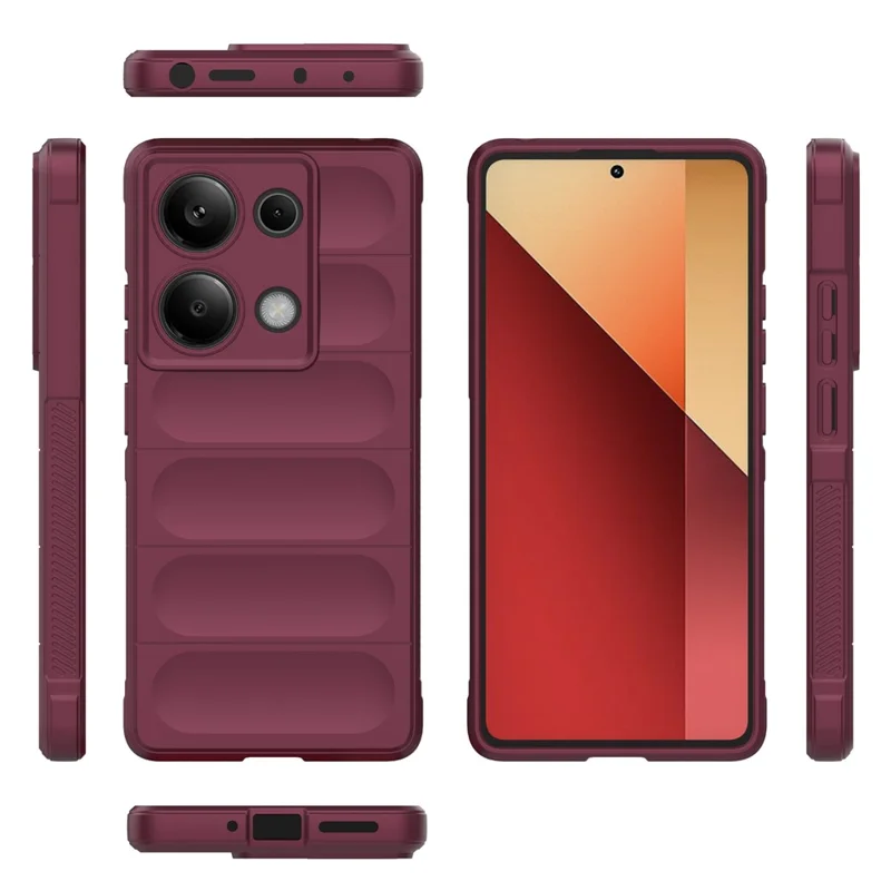 For Xiaomi Redmi Note 13 Pro 4G Cell Phone Case Drop Protection TPU Protective Cover - Wine Red