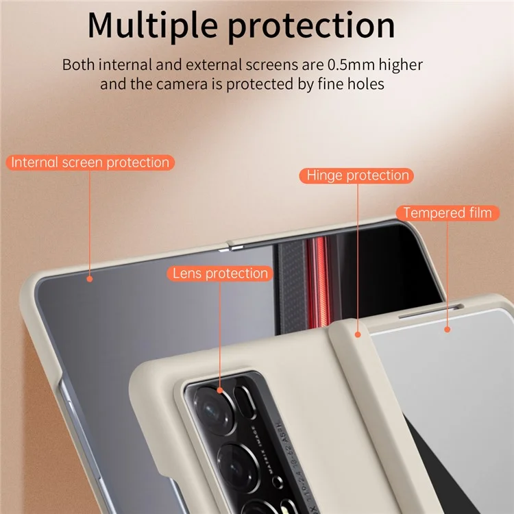 For Honor Magic V2 RSR Funda Porsche Design Protección dura de PC anti-arañazos con película de vidrio templado - Beige 