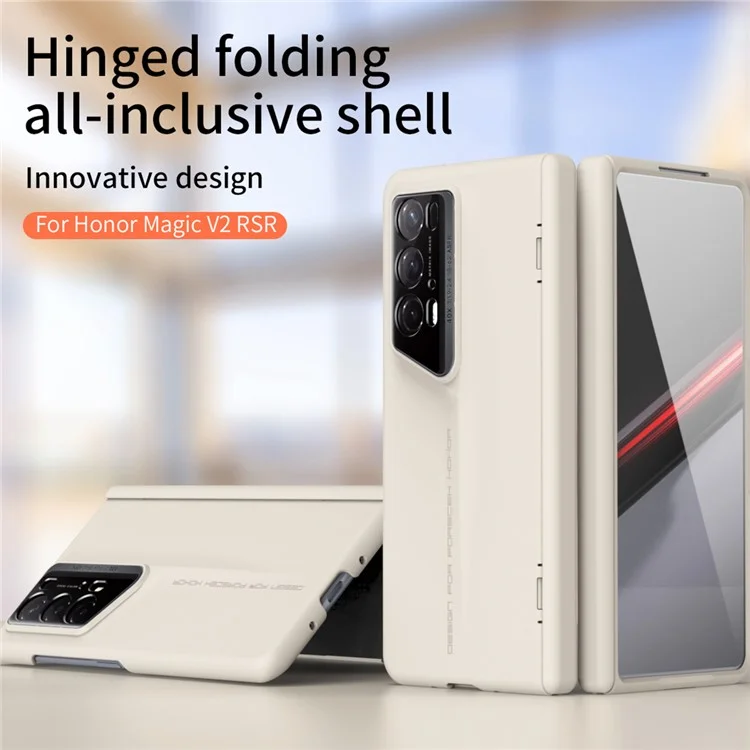 For Honor Magic V2 RSR Porsche Design Case Anti-scratch Hard PC Phone Protection Cover with Tempered Glass Film - Coffee