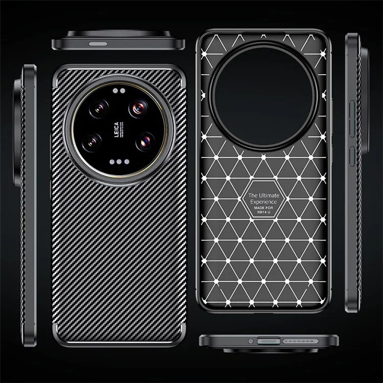 For Xiaomi 14 Ultra Case TPU Carbon Fiber Texture Shockproof Mobile Phone Cover