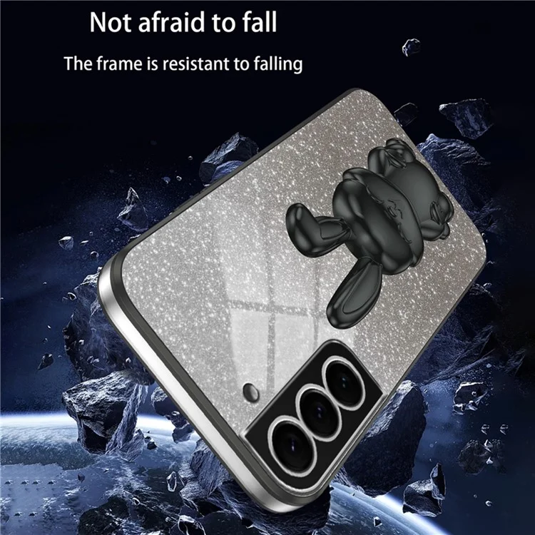 Cover for Samsung Galaxy S21 4G / 5G Viewing Kickstand PC+TPU Phone Case - Black
