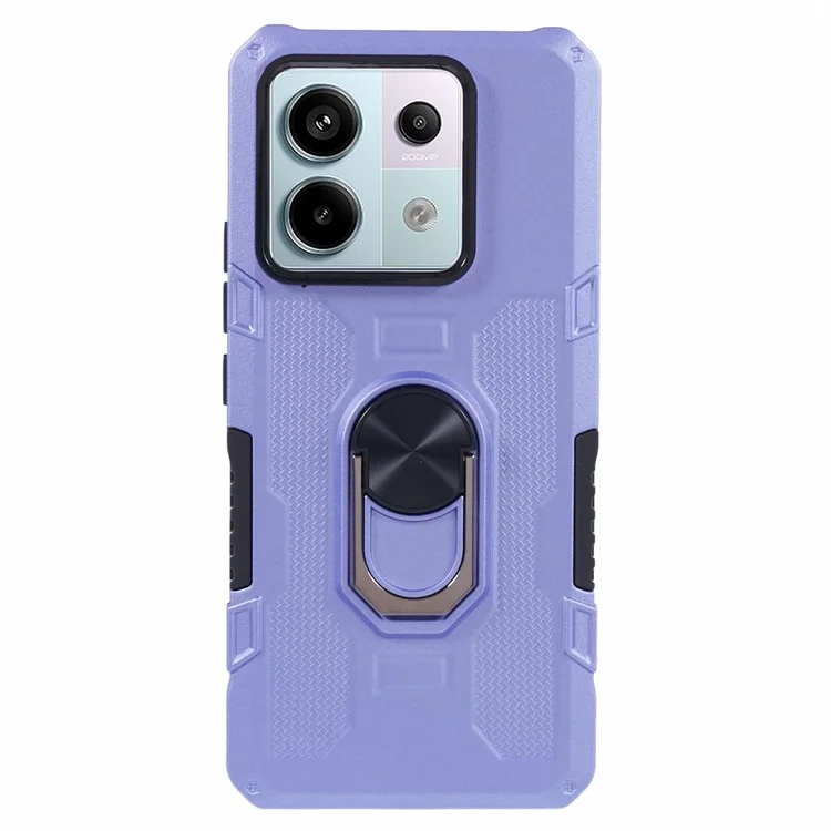 Para Xiaomi Redmi Note 13 Pro 5G / Poco X6 5G Funda de Teléfono Anillo Soporte Funda PC+TPU a Prueba de Golpes - Púrpura