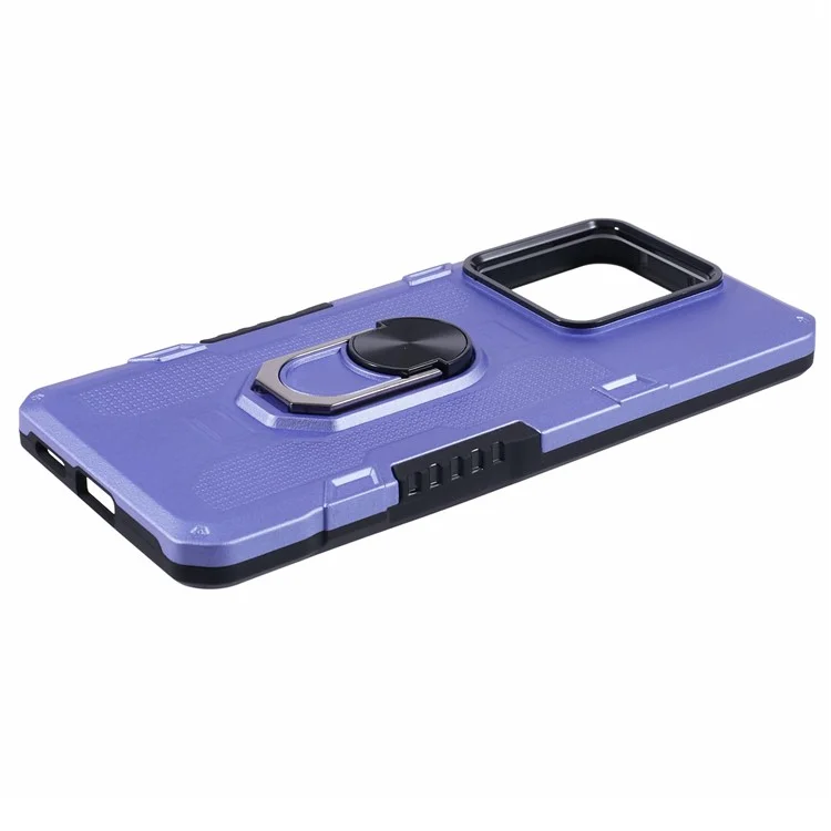 Para Xiaomi Redmi Note 13 Pro 5G / Poco X6 5G Funda de Teléfono Anillo Soporte Funda PC+TPU a Prueba de Golpes - Púrpura