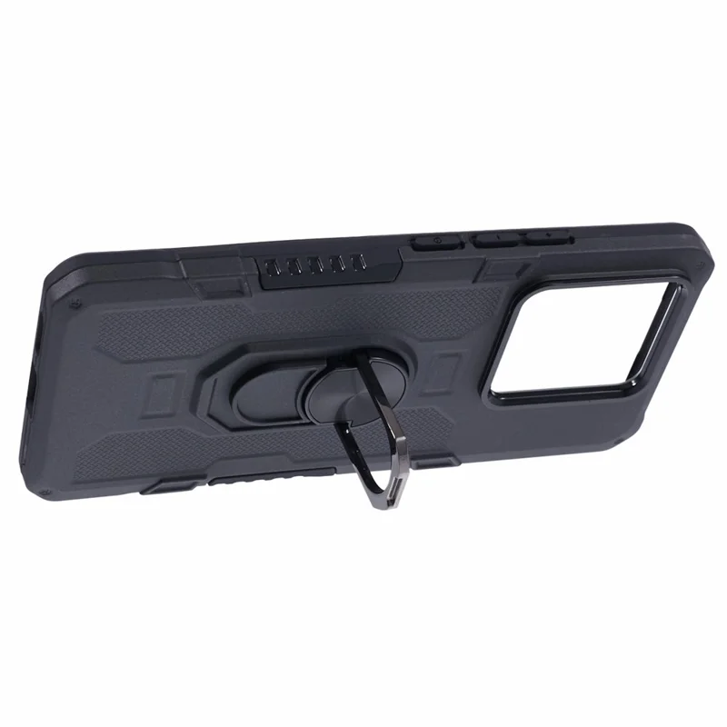 For Xiaomi Redmi Note 13 Pro 5G / Poco X6 5G Phone Case Ring Kickstand PC+TPU Shockproof Cover - Black