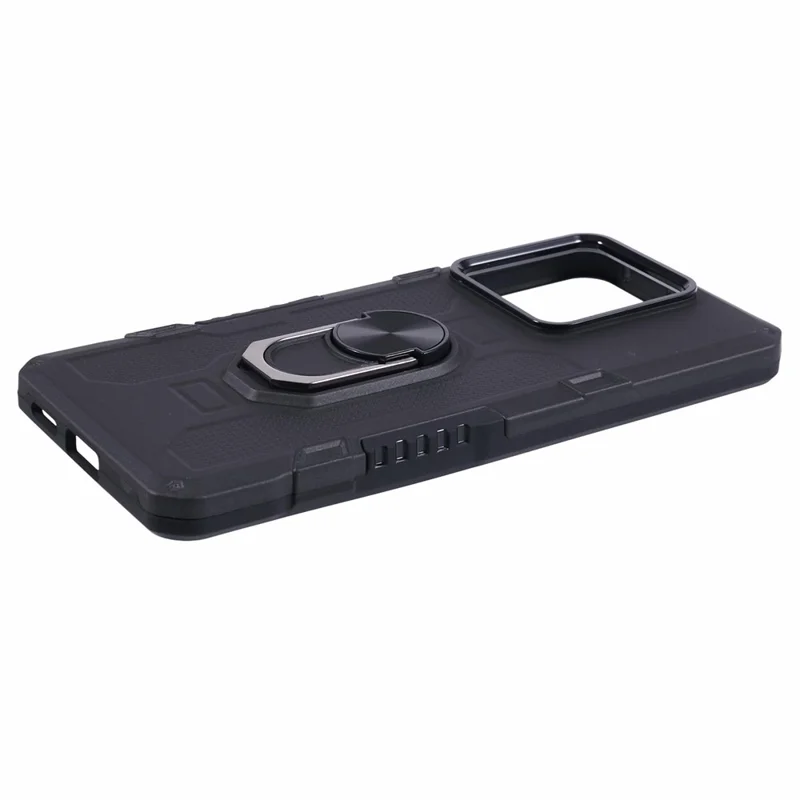 For Xiaomi Redmi Note 13 Pro 5G / Poco X6 5G Phone Case Ring Kickstand PC+TPU Shockproof Cover - Black