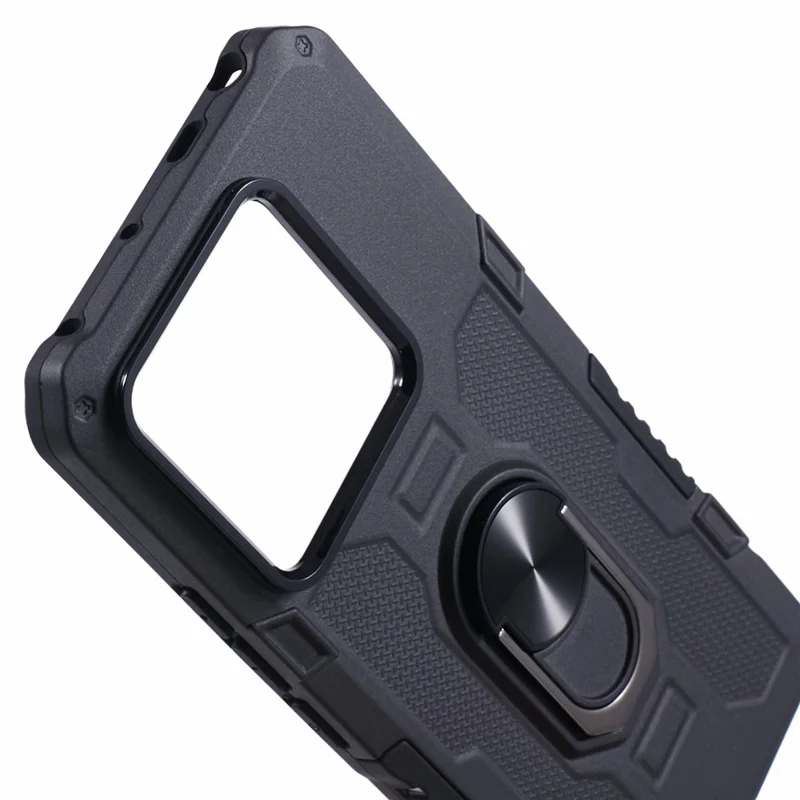 For Xiaomi Redmi Note 13 Pro 5G / Poco X6 5G Phone Case Ring Kickstand PC+TPU Shockproof Cover - Black