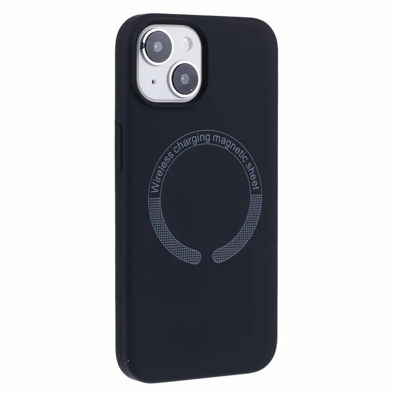 Série BJT para iPhone 15 Case TPU+Silicone Fabric Lining Magnetic Phone Case (Big Rear Lens Hole) - Preto