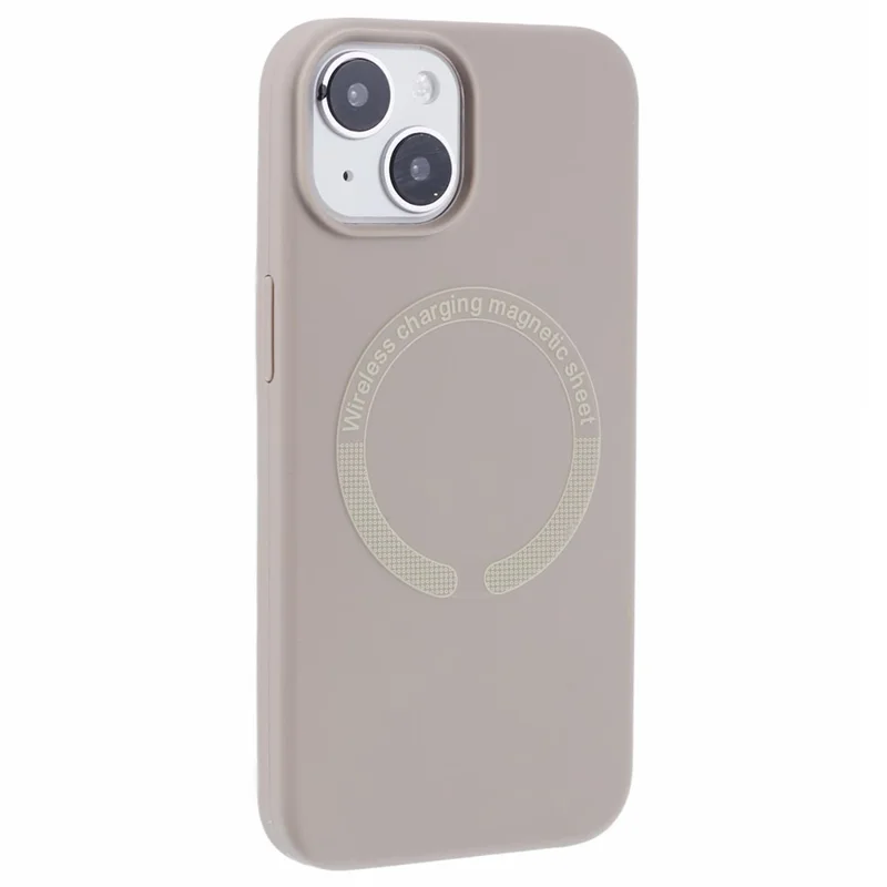 BJT Series For iPhone 15 Case TPU+Silicone Fabric Lining Magnetic Phone Case (Big Rear Lens Hole) - Grey