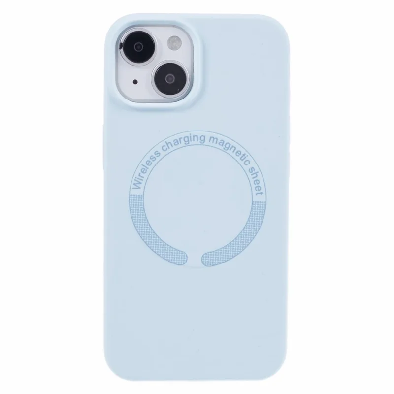 BJT Series For iPhone 15 Case TPU+Silicone Fabric Lining Magnetic Phone Case (Big Rear Lens Hole) - Sky Blue