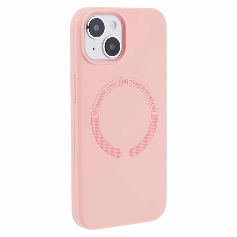 BJT Series For iPhone 15 Case TPU+Silicone Fabric Lining Magnetic Phone Case (Big Rear Lens Hole) - Pink