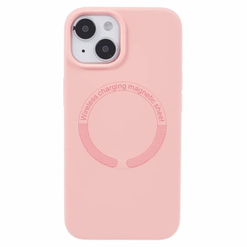BJT Series For iPhone 15 Case TPU+Silicone Fabric Lining Magnetic Phone Case (Big Rear Lens Hole) - Pink