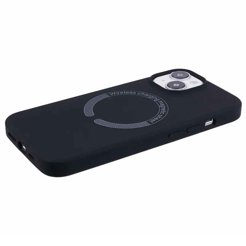 BJT Series For iPhone 14 Magnetic Phone Case TPU+Silicone Fabric Lining Back Cover - Black