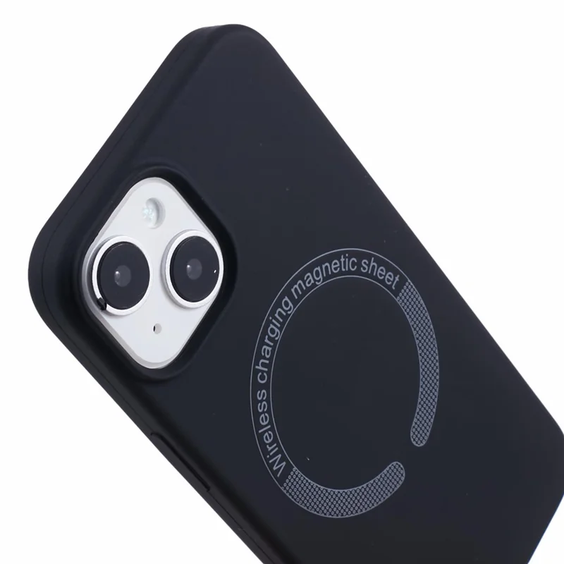 BJT Series For iPhone 14 Magnetic Phone Case TPU+Silicone Fabric Lining Back Cover - Black