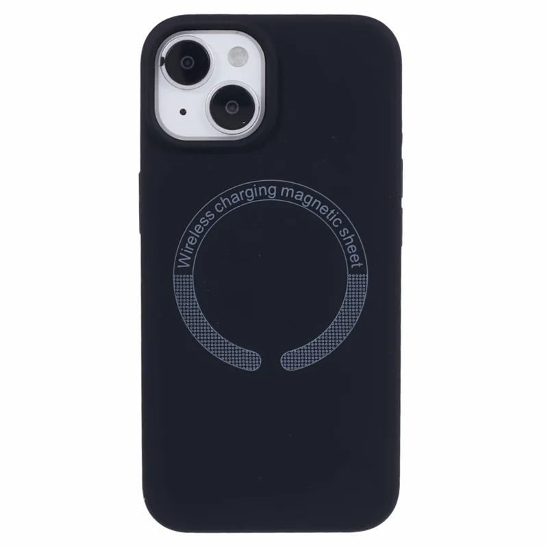 BJT Series For iPhone 13 6.1 inch Magnetic Phone Case TPU+Silicone Cover with Big Rear Lens Hole - Black