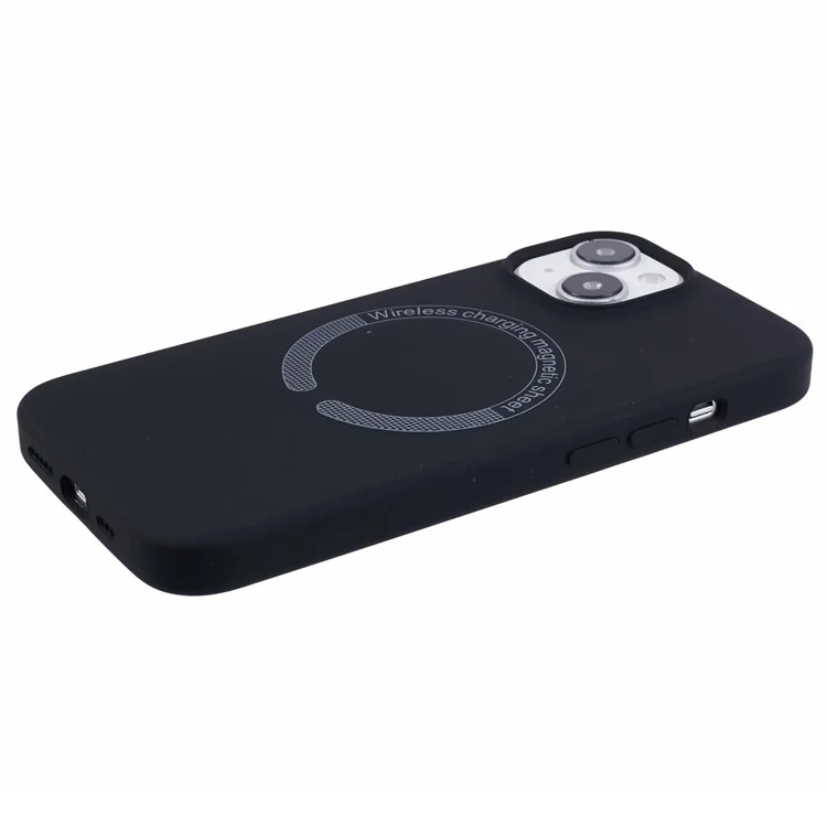 BJT Series For iPhone 13 6.1 inch Magnetic Phone Case TPU+Silicone Cover with Big Rear Lens Hole - Black