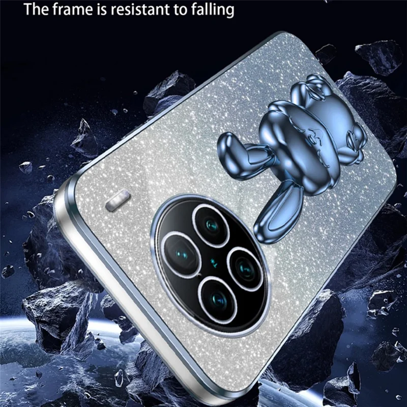 Para vivo X90 Pro+ 5G Slim PC+TPU Case Rabbit Design Kickstand Phone Cover - Azul