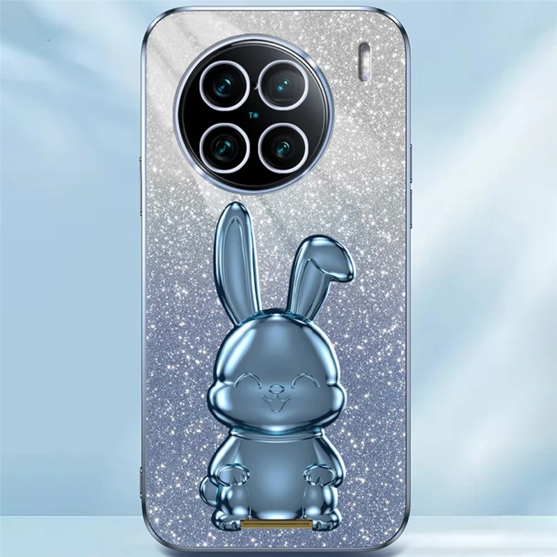 Para vivo X90 Pro+ 5G Slim PC+TPU Case Rabbit Design Kickstand Phone Cover - Azul