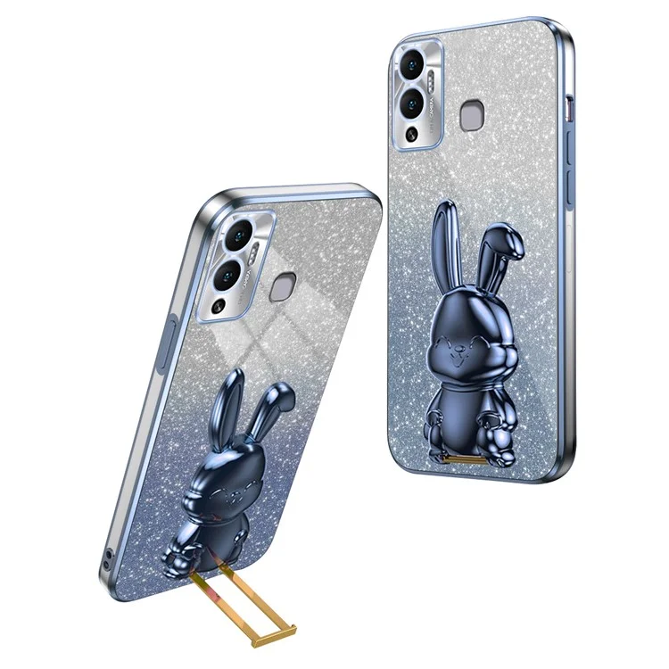 Per Infinix Hot 12 Play 4G Custodia Protettiva Disegno Coniglio Supporto Slim Cover per Telefono - Blu